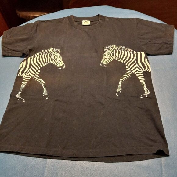Vintage 1981 Harlequin N.G. M. Eckler, Zebra graphic Single stitched T-shirt - Picture 1 of 8